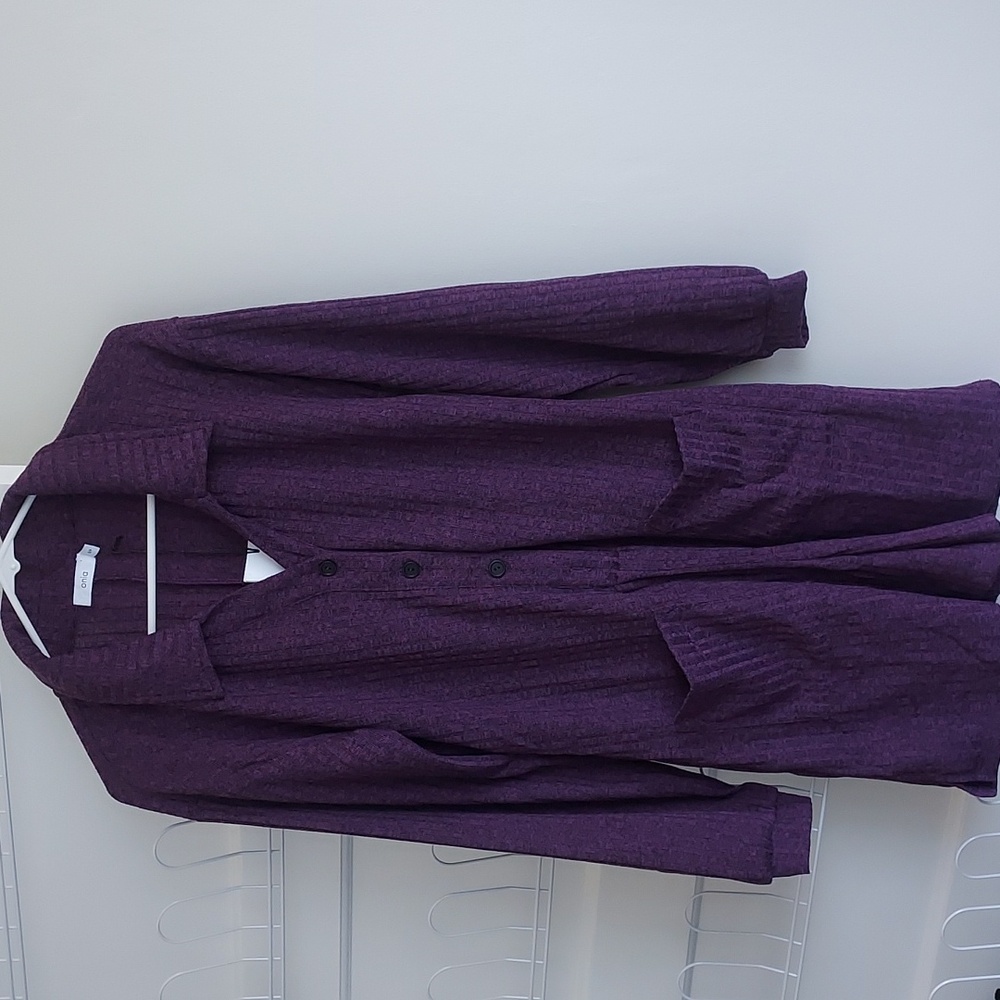 Onia Rib Knit Romper Fig Long Sleeve NWT Purple Lounge Casual Size Small Onesie